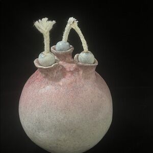 Handmade Unique light  Pink purple blue Ceramic oil lamp or vase.